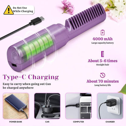 Portable Mini Hair Straightener & Hot Comb Cordless Rechargeable