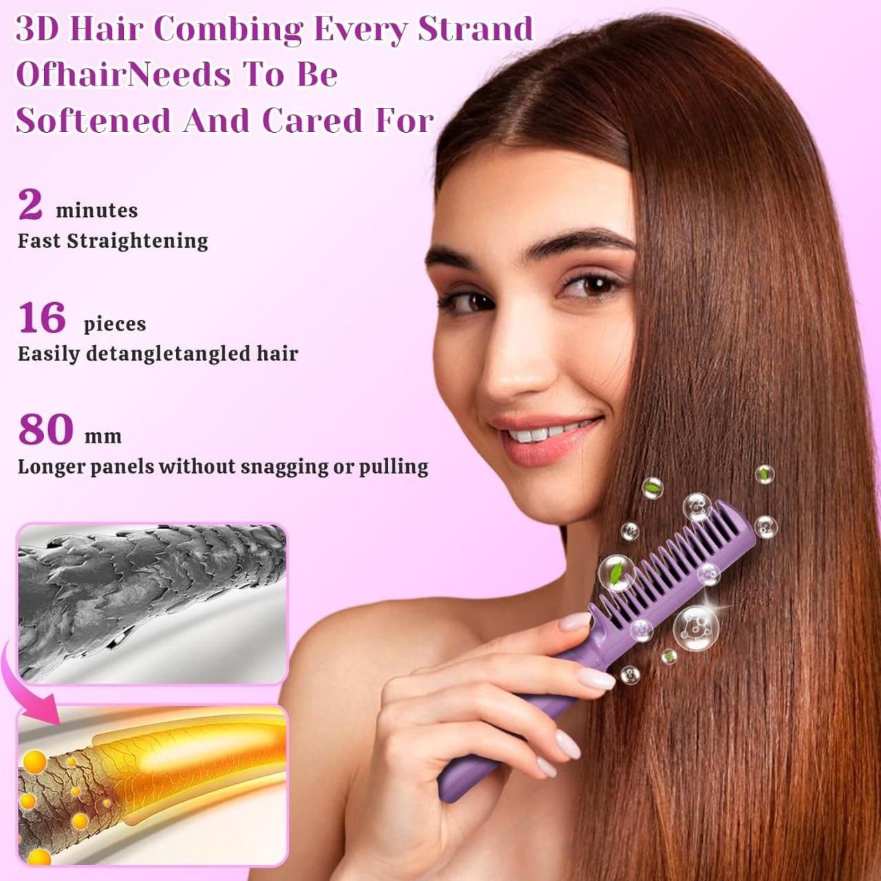 Portable Mini Hair Straightener & Hot Comb Cordless Rechargeable