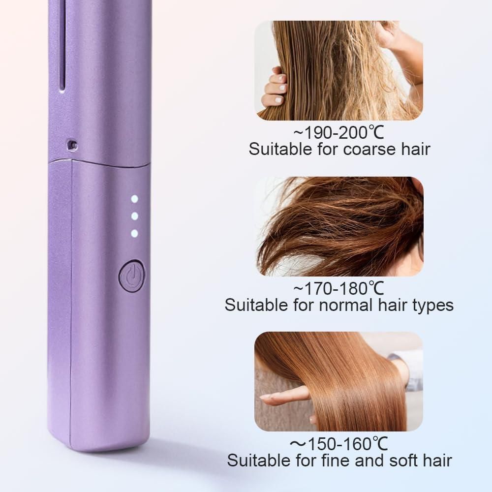 Portable Mini Hair Straightener & Hot Comb Cordless Rechargeable