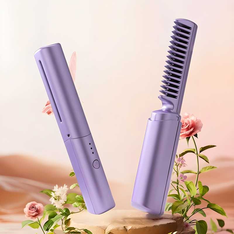 Portable Mini Hair Straightener & Hot Comb Cordless Rechargeable