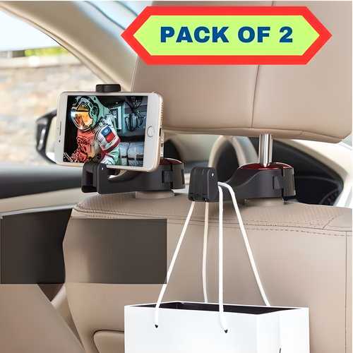 Car Seat Back Hooks with Phone Holder (Pack of 2)